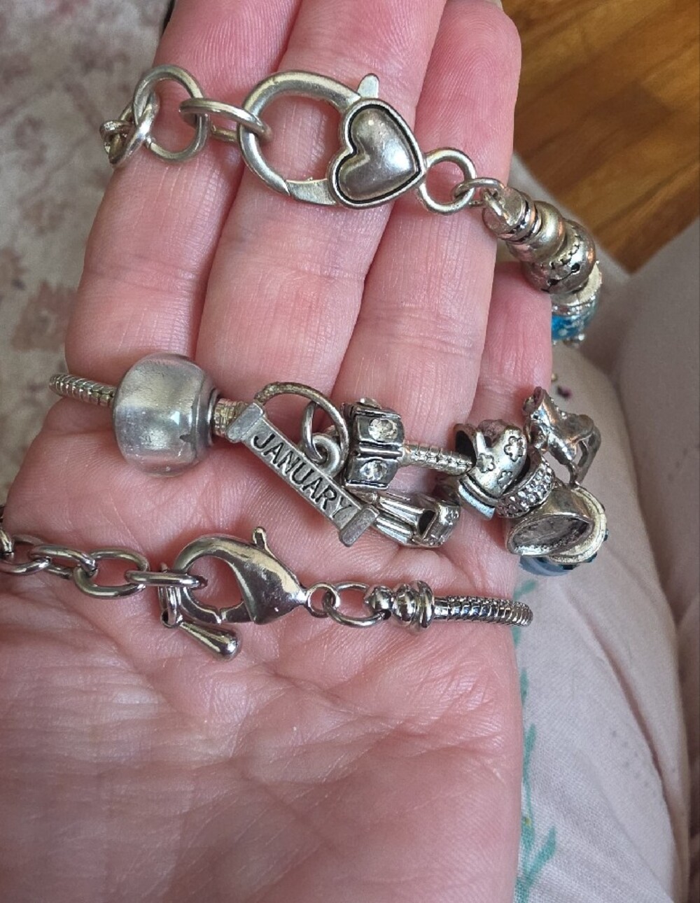 Murano Glass Striped Lantern Style Slider Charm Bracelet Collection - Picture 3 of 14